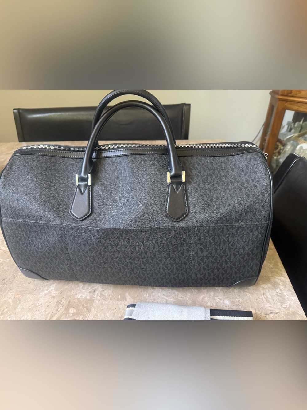 Michael Kors Black & Dark Gray Signature Travel Duffel - Picture 2 of 9